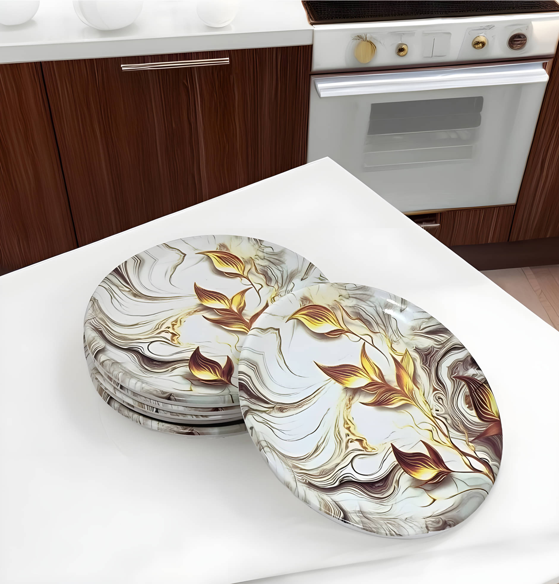     			kitchrox 6 Pcs Melamine Multi Color Quarter Plate