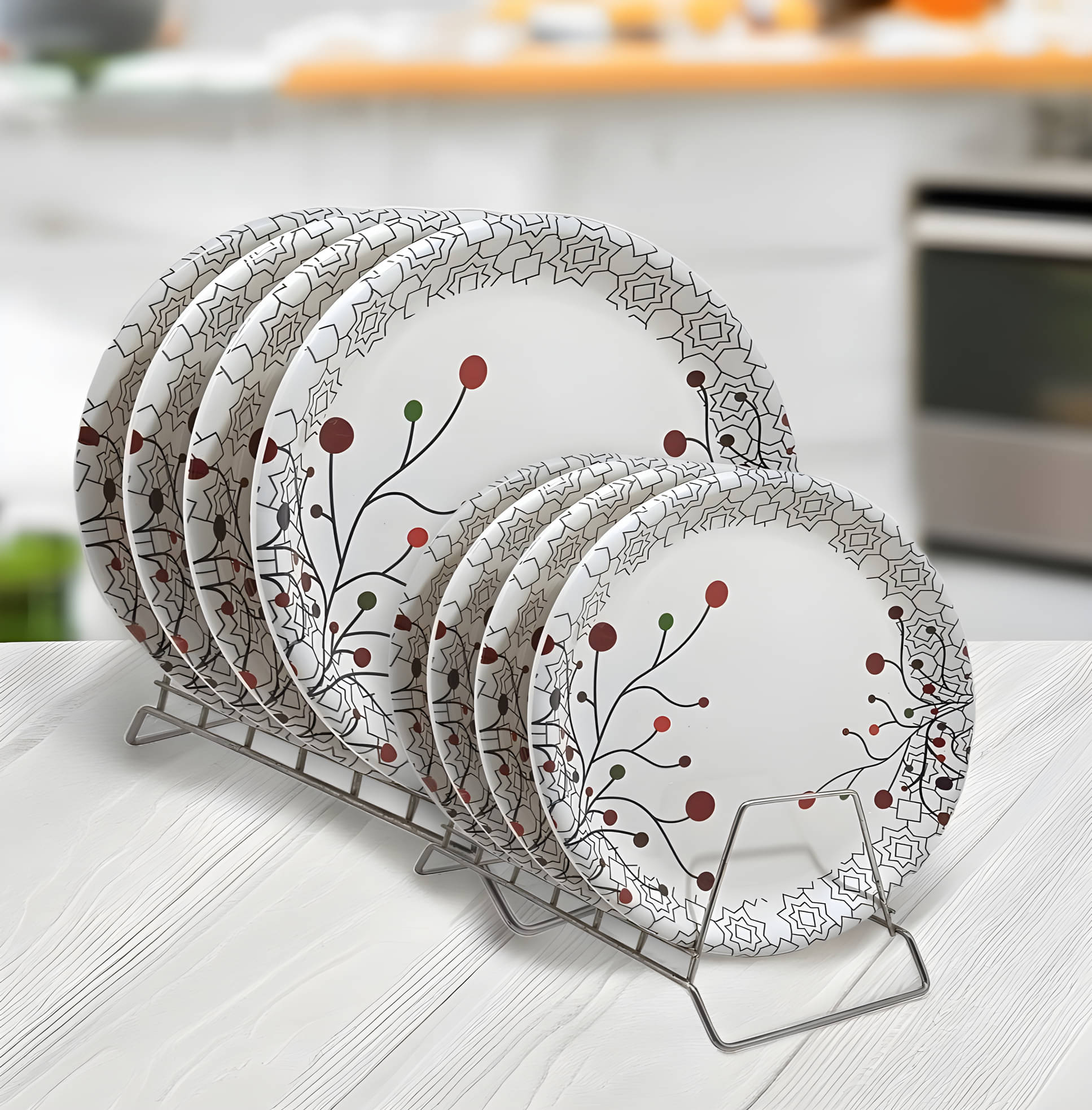     			kitchrox 8 Pcs Melamine Multi Color Full Plate & Half Plate