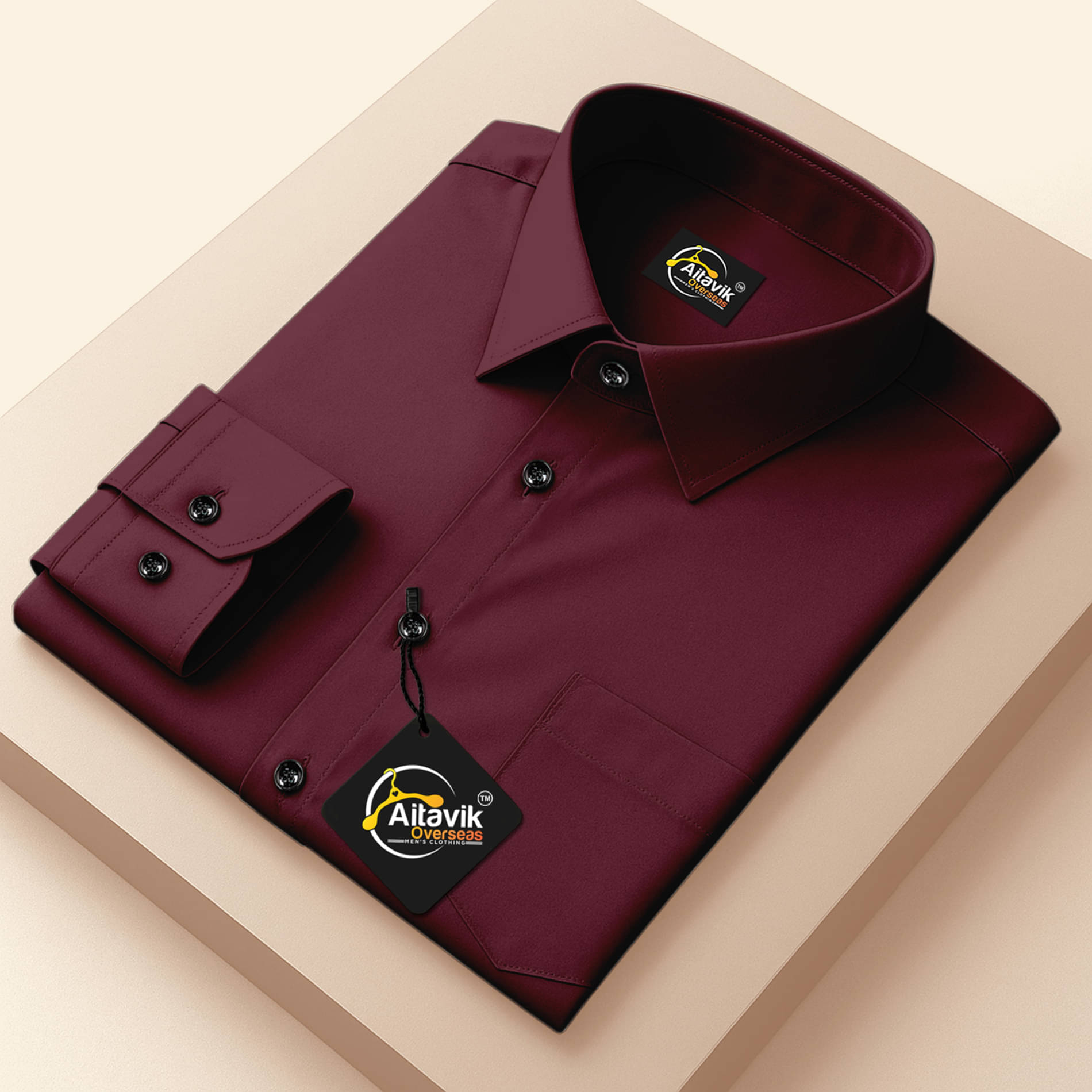 AITAVIK OVERSEAS 100% Cotton Regular Fit Solids Full Sleeves Men's Casual Shirt - Maroon ( Pack of 1 )     			AITAVIK OVERSEAS 100% Cotton Regular Fit Solids Full Sleeves Men's Casual Shirt - Maroon ( Pack of 1 )