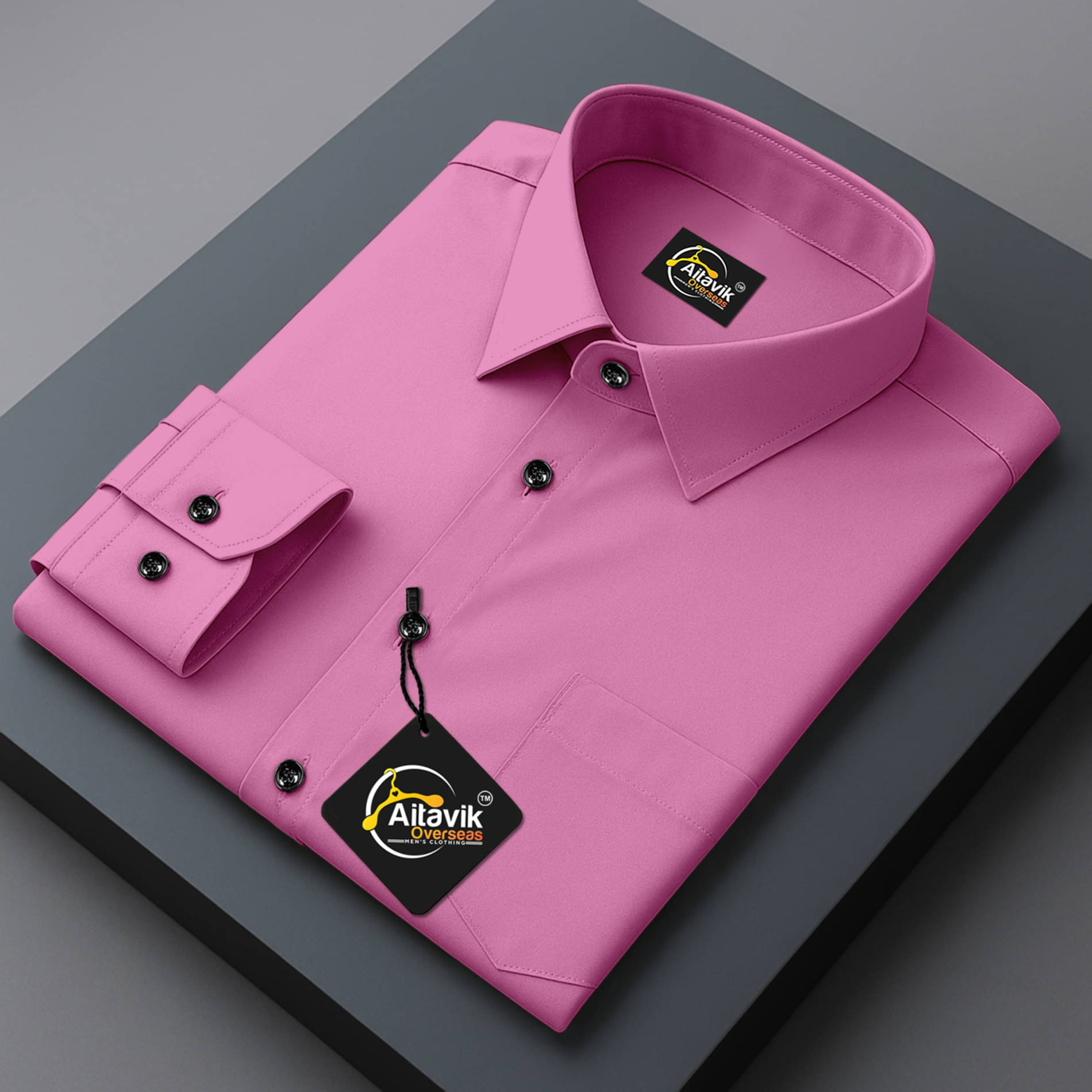     			AITAVIK OVERSEAS Poly Cotton Regular Fit Solids Full Sleeves Men's Casual Shirt - Pink ( Pack of 1 )