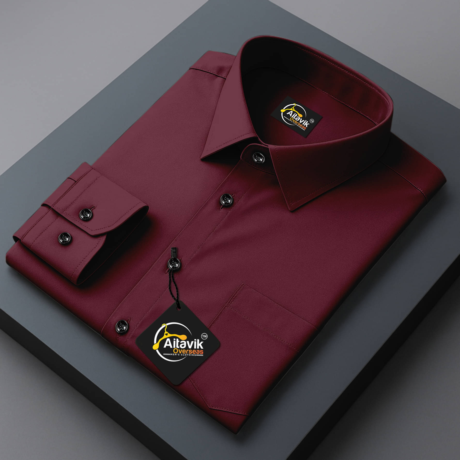     			AITAVIK OVERSEAS Poly Cotton Regular Fit Solids Full Sleeves Men's Casual Shirt - Maroon ( Pack of 1 )