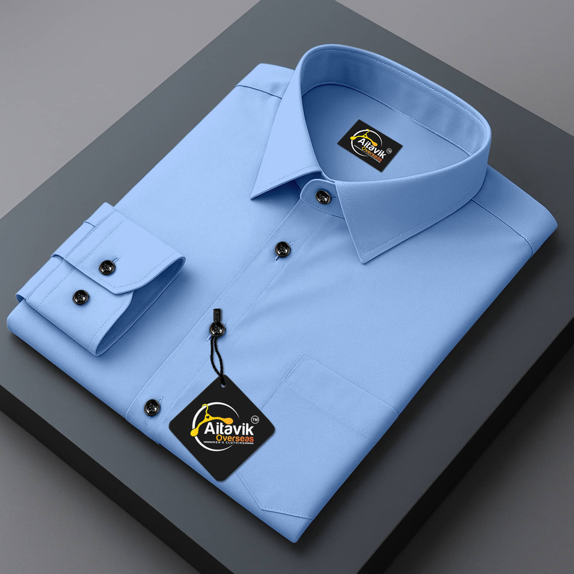     			AITAVIK OVERSEAS Poly Cotton Regular Fit Solids Full Sleeves Men's Casual Shirt - Aqua Blue ( Pack of 1 )