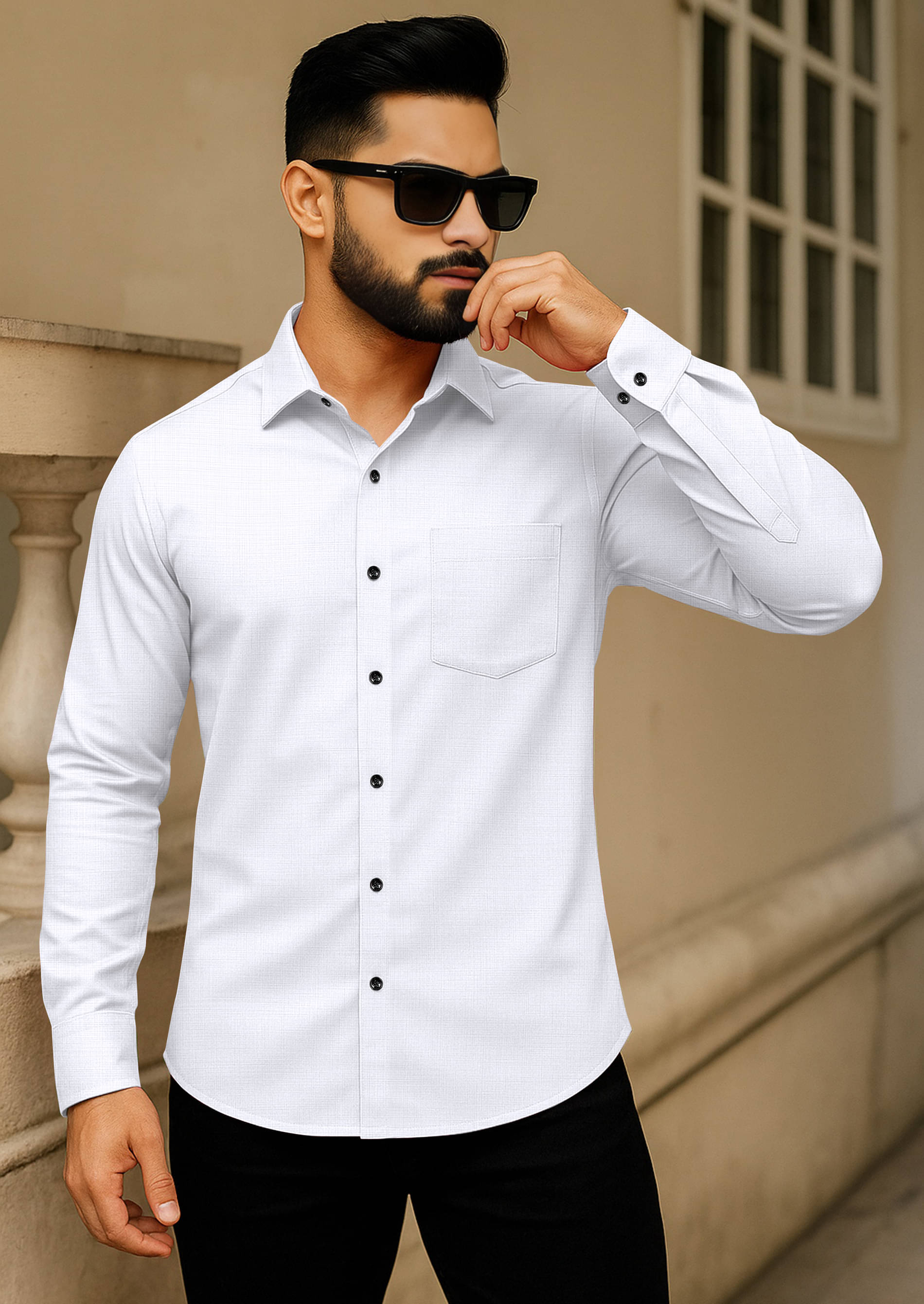 AITAVIK OVERSEAS Poly Cotton Regular Fit Solids Full Sleeves Men's Casual Shirt - White ( Pack of 1 )     			AITAVIK OVERSEAS Poly Cotton Regular Fit Solids Full Sleeves Men's Casual Shirt - White ( Pack of 1 )