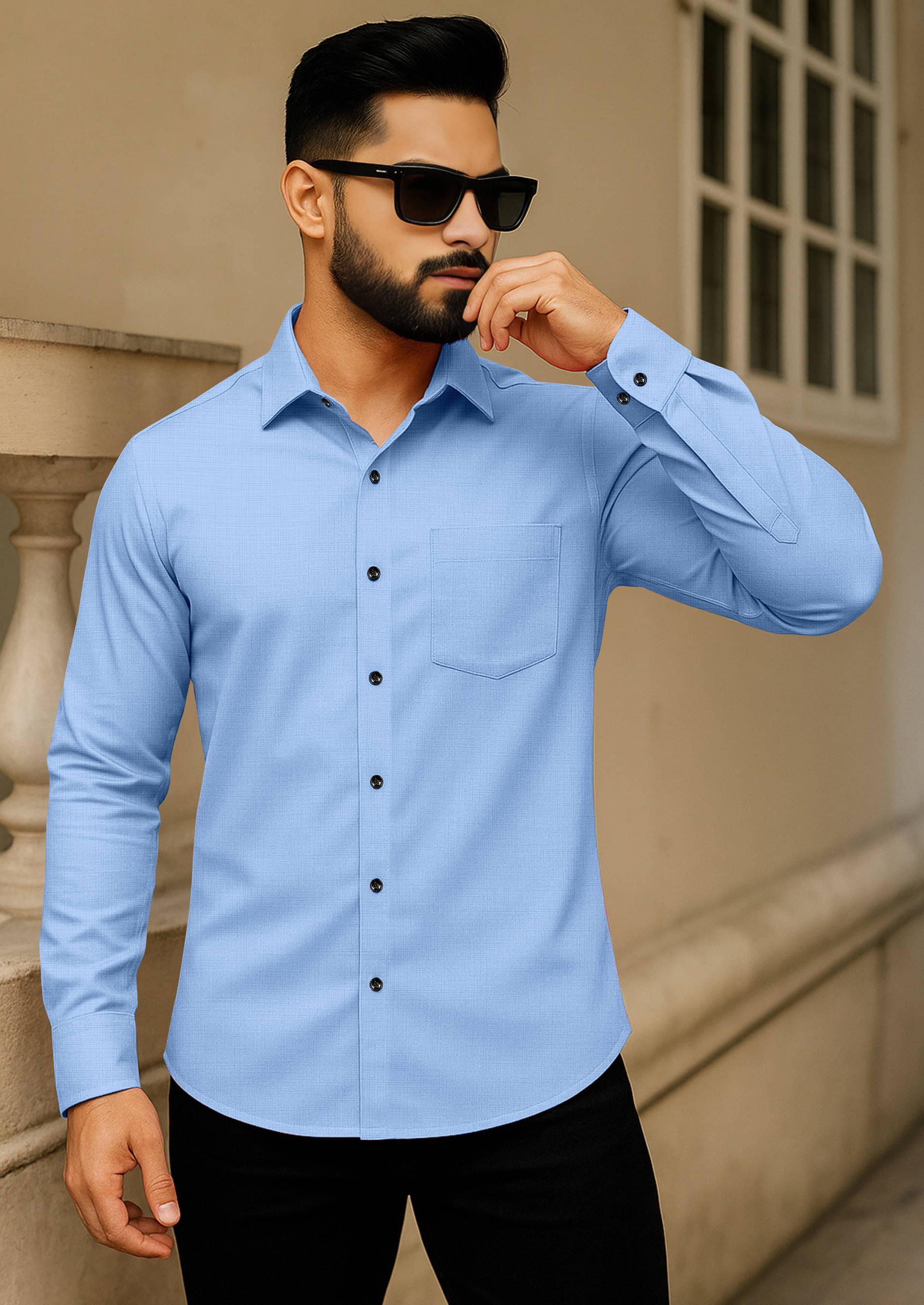 AITAVIK OVERSEAS Poly Cotton Regular Fit Solids Full Sleeves Men's Casual Shirt - Aqua Blue ( Pack of 1 ) AITAVIK OVERSEAS Poly Cotton Regular Fit Solids Full Sleeves Men's Casual Shirt - Aqua Blue ( Pack of 1 )
