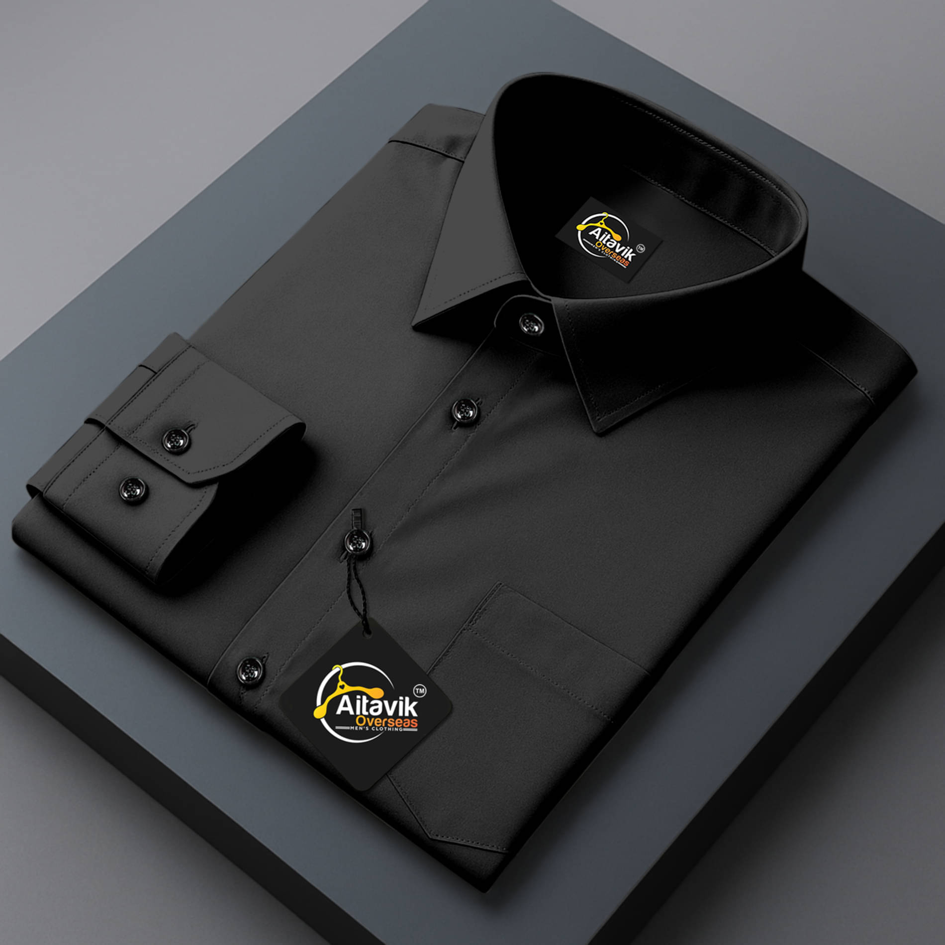     			AITAVIK OVERSEAS Poly Cotton Regular Fit Solids Full Sleeves Men's Casual Shirt - Black ( Pack of 1 )