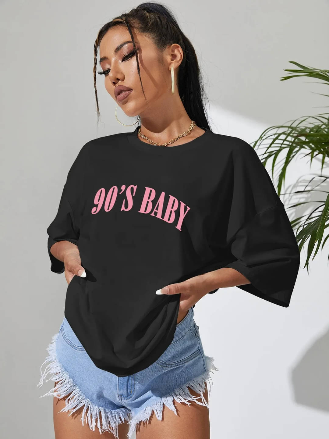 AKIR ADVISORY INDIA LLP Women Cotton Blend Printed Oversized Fit Round Neck T-Shirt ( Black ) AKIR ADVISORY INDIA LLP Women Cotton Blend Printed Oversized Fit Round Neck T-Shirt ( Black )