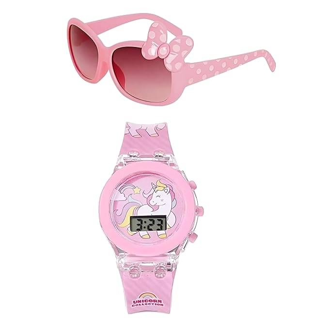 ALNA TURA Pink Dial Digital Girls Watch ( Pack Of 2 ) ALNA TURA Pink Dial Digital Girls Watch ( Pack Of 2 )