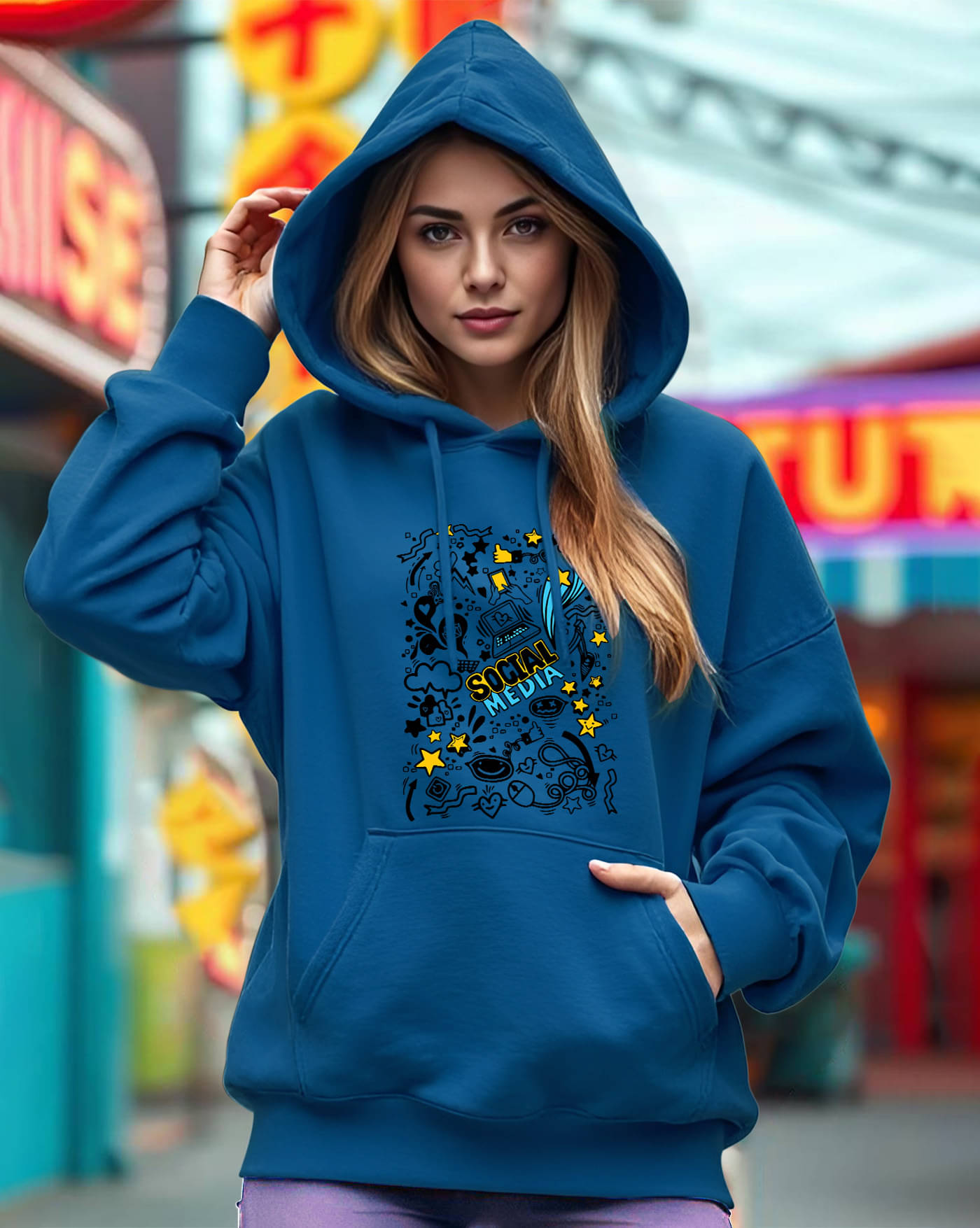 AOOSH Women Fleece Hooded Sweatshirt For Light Winters ( Turquoise )     			AOOSH Women Fleece Hooded Sweatshirt For Light Winters ( Turquoise )