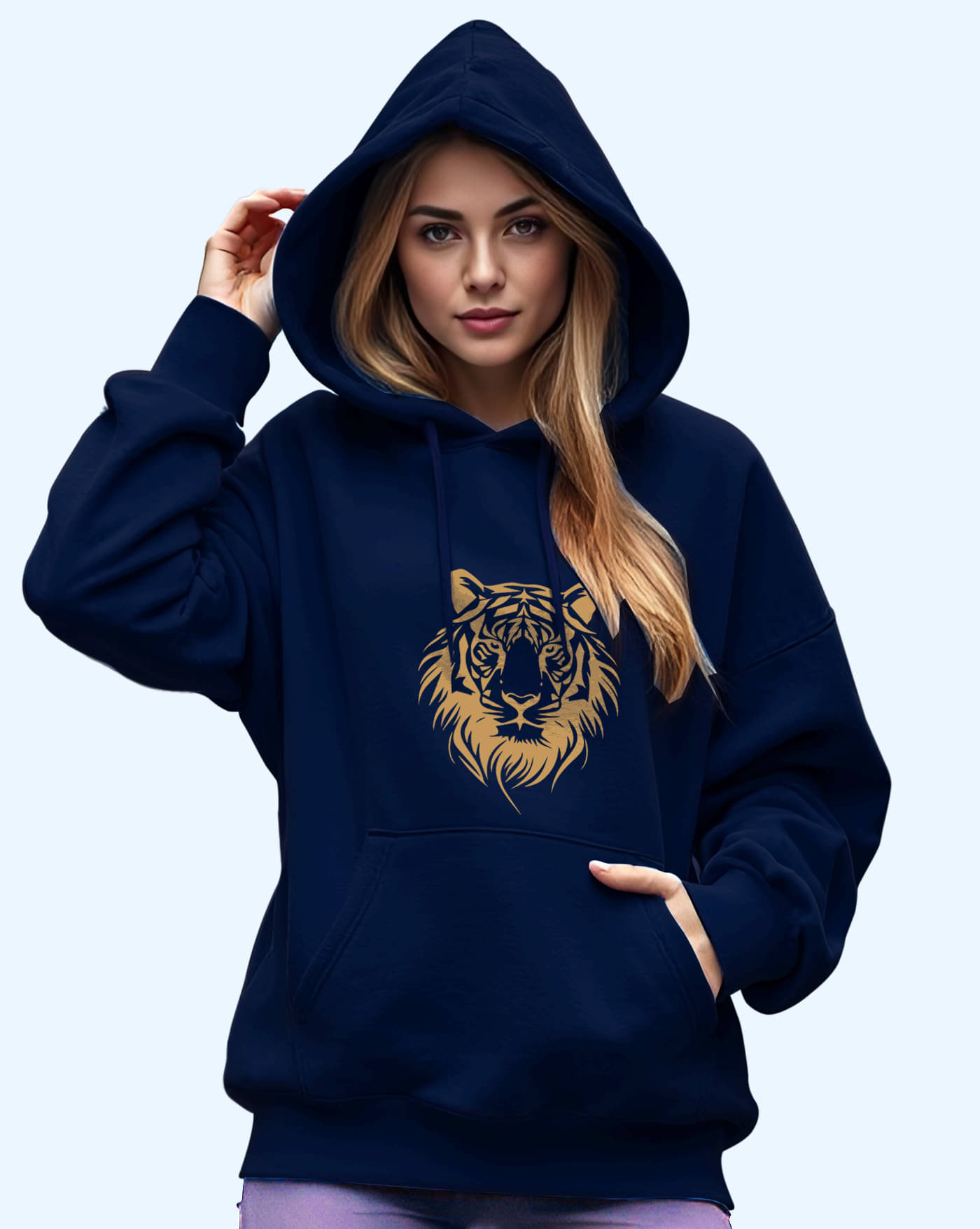     			AOOSH Women Fleece Hooded Sweatshirt For Light Winters ( Blue )