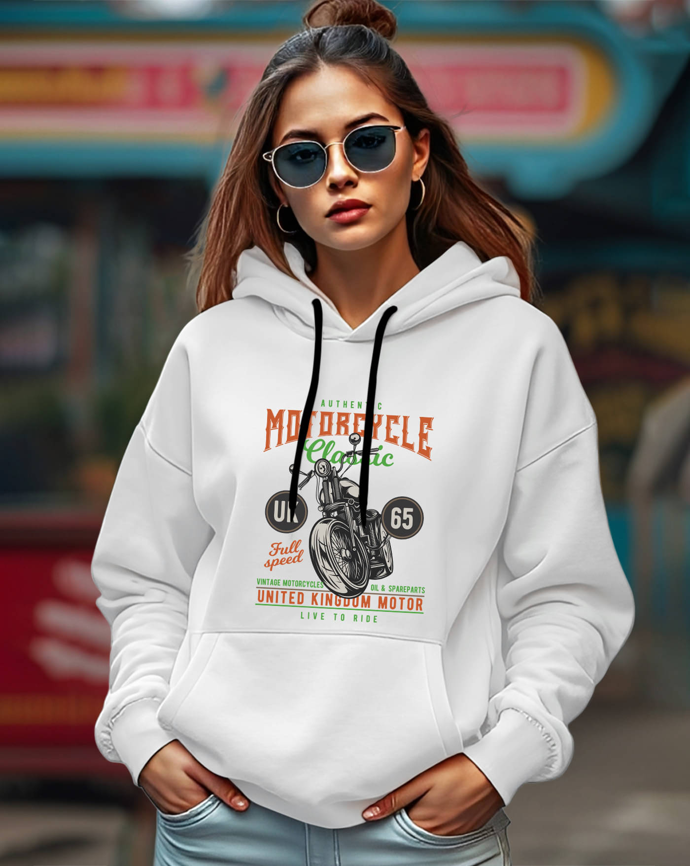     			AOOSH Women Fleece Hooded Sweatshirt For Light Winters ( White )