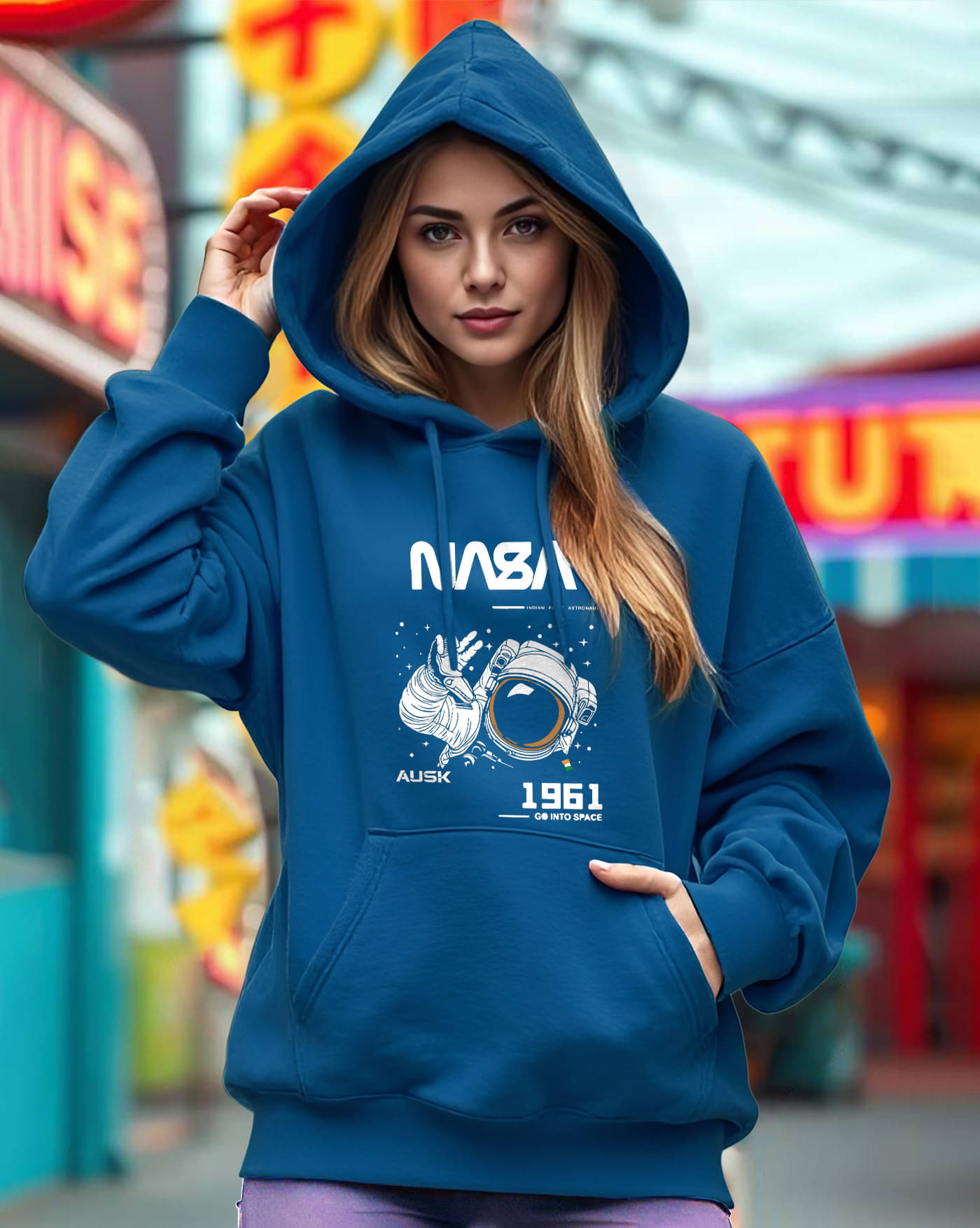     			AOOSH Women Fleece Hooded Sweatshirt For Light Winters ( Turquoise )