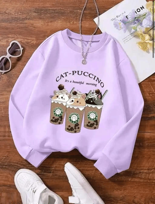     			APEXY Pack of 1 Girls Fleece Sweatshirt ( Lavender )