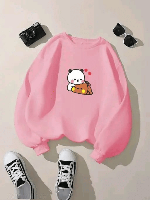     			APEXY Pack of 1 Girls Fleece Sweatshirt ( Peach )