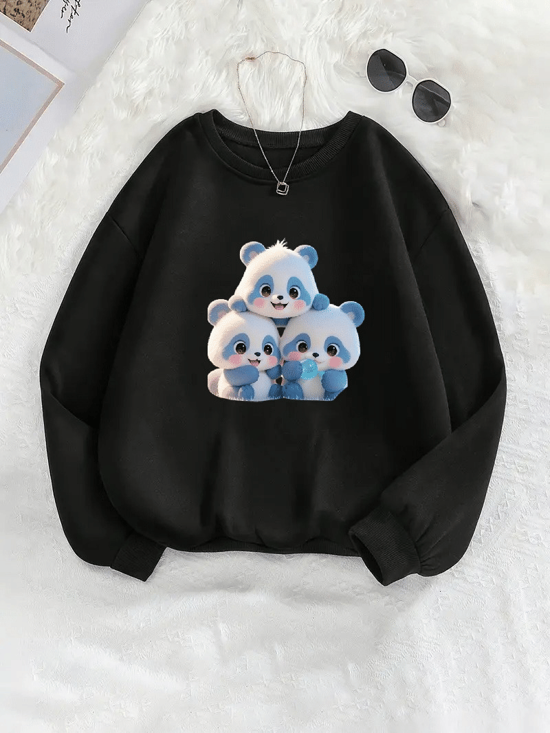     			APEXY Pack of 1 Girls Fleece Sweatshirt ( Black )
