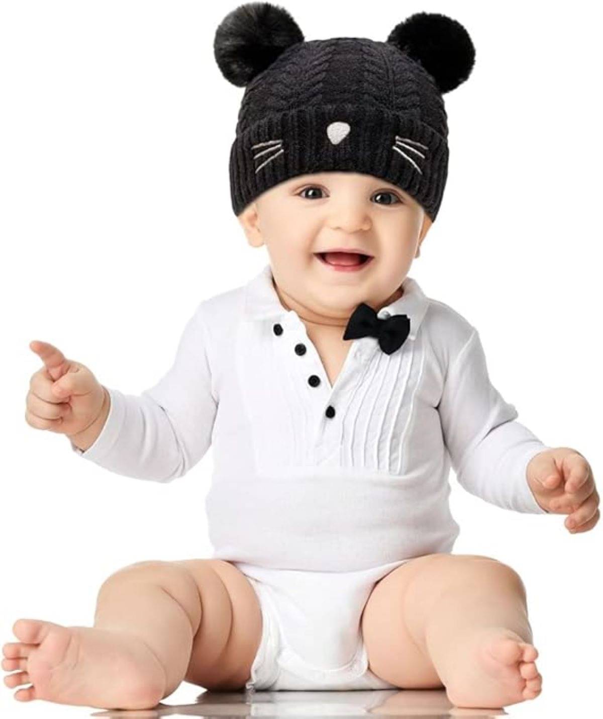 Adorazone Pack of 2 Unisex for Baby Winter Caps ( Black ) Adorazone Pack of 2 Unisex for Baby Winter Caps ( Black )