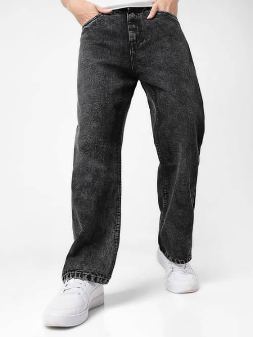     			AngelFab Relaxed Washed Men's Jeans - Black ( Pack of 1 )