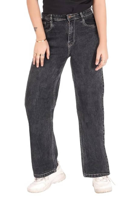     			AngelFab Women's Regular Fit High-Rise Jeans ( Black )