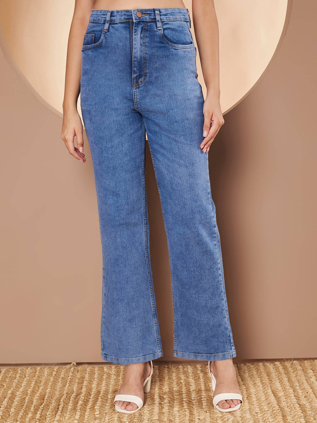     			AngelFab Women's Regular Fit High-Rise Jeans ( Light Blue )