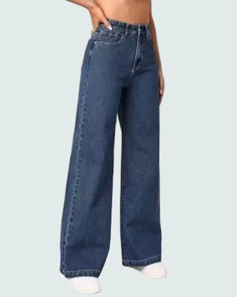     			AngelFab Women's Wide Leg High-Rise Jeans ( Blue )