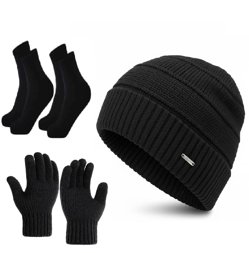     			BAYEMA Pack of 4 Woollen Men's Cap ( Black )