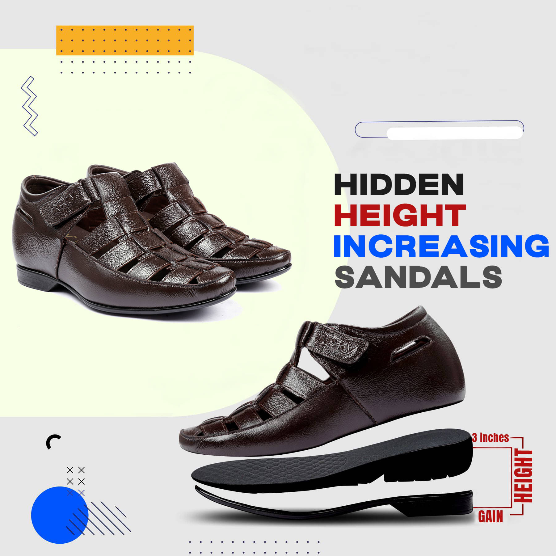 BXXY - Brown Men's Sandals BXXY - Brown Men's Sandals