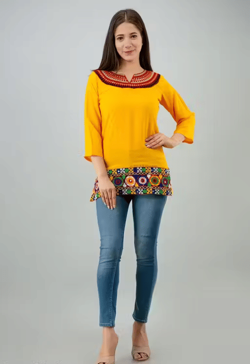     			Badiwal Exports Women's Rayon A-Line Top ( Yellow )