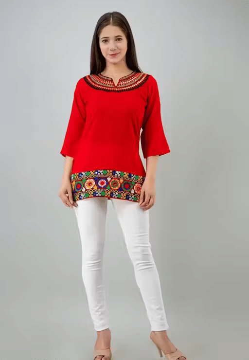    			Badiwal Exports Women's Rayon A-Line Top ( Red )