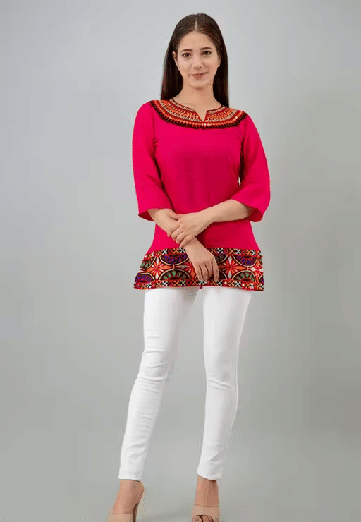     			Badiwal Exports Women's Rayon A-Line Top ( Pink )