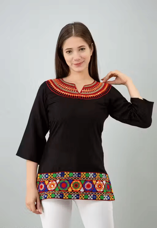     			Badiwal Exports Women's Rayon A-Line Top ( Black )