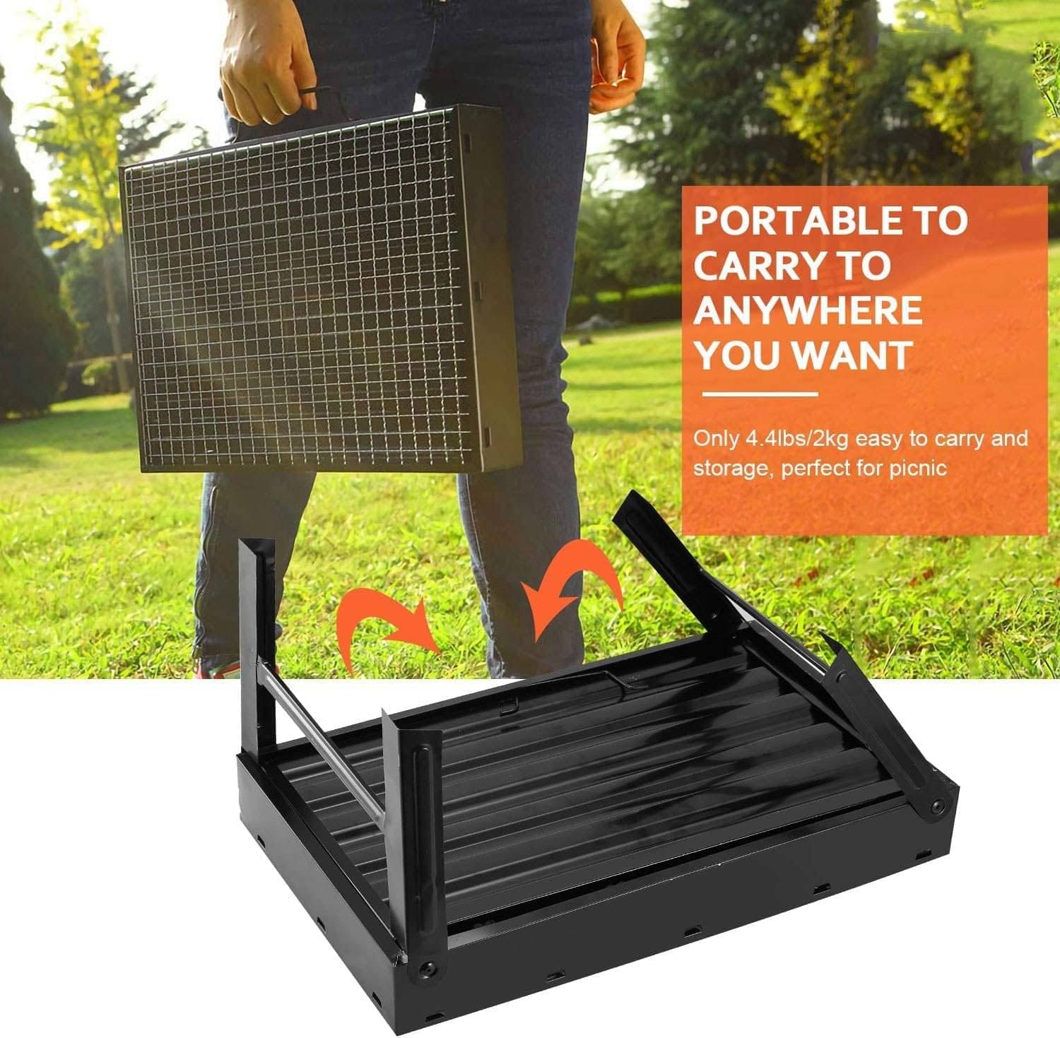     			Barbeque Charcoal BBQ Grill Oven Toaster Charcoal BBQ Grill Oven Home Barbecue Grill Carbon Steel Indoor and Outdoor Garden Traveling Cooking use Folding Portable Outdoor Barbeque Charcoal BBQ Grill Oven Black Carbon Steel, Black