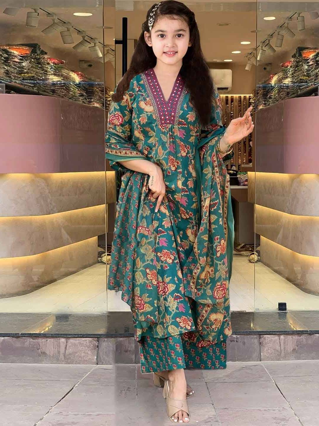     			Bholukart Girls Cotton Blend Kurti with Salwar ( Pack of 1 , Mint )