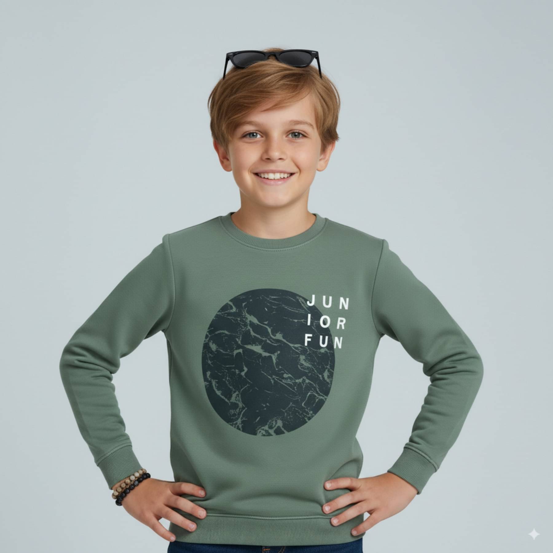     			COLOR HUNT Pack of 1 Boys Cotton Sweatshirt ( Olive )