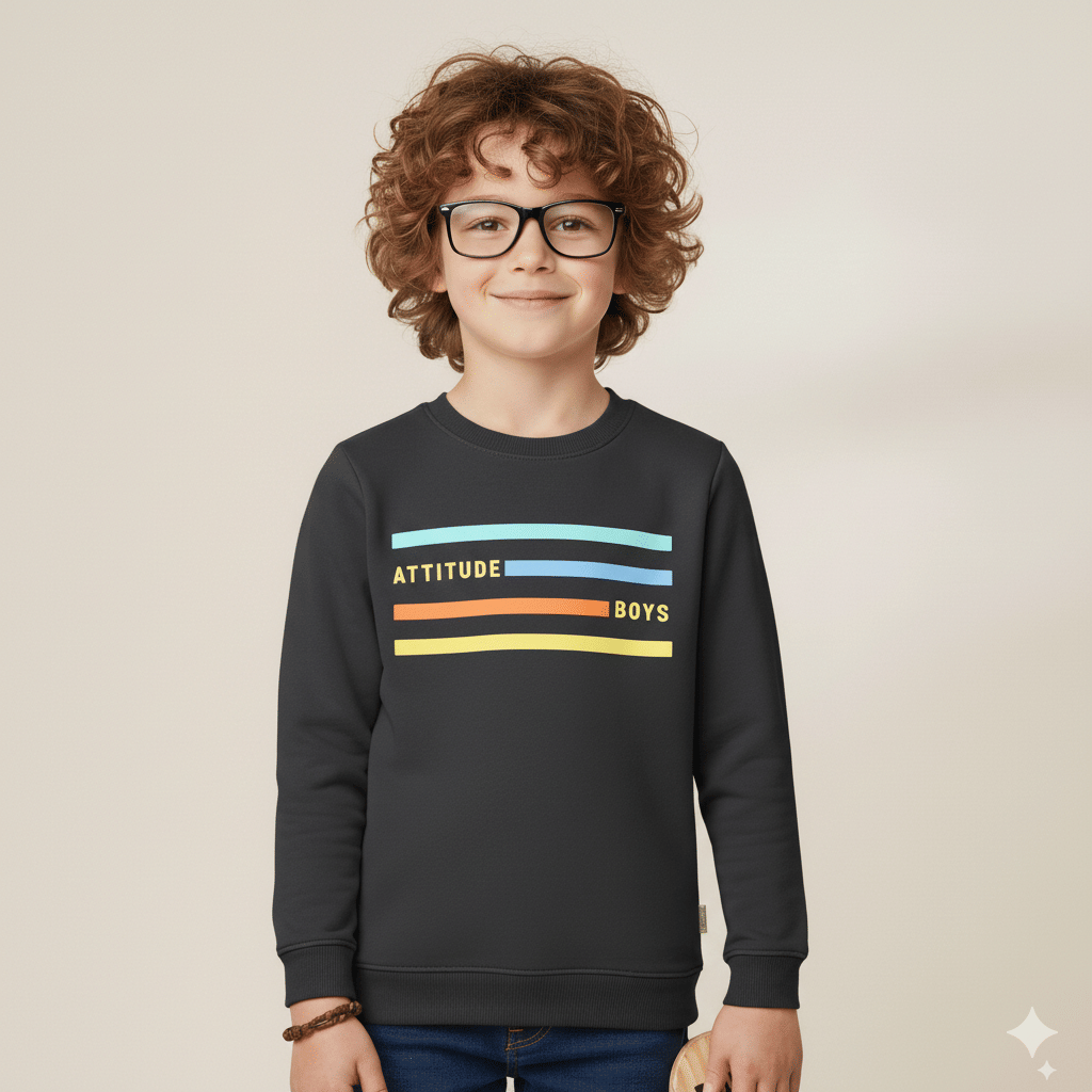     			COLOR HUNT Pack of 1 Boys Cotton Sweatshirt ( Black )