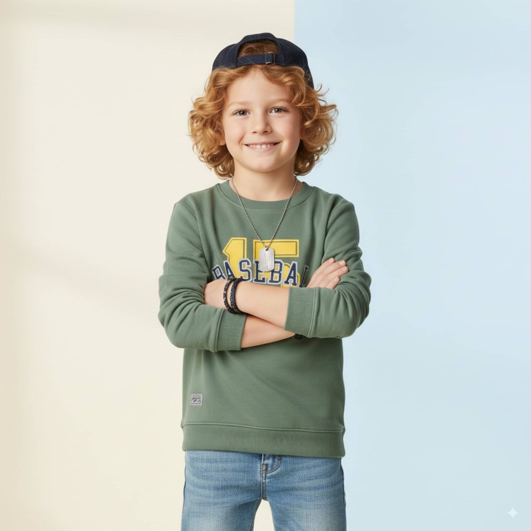     			COLOR HUNT Pack of 1 Boys Cotton Sweatshirt ( Olive )