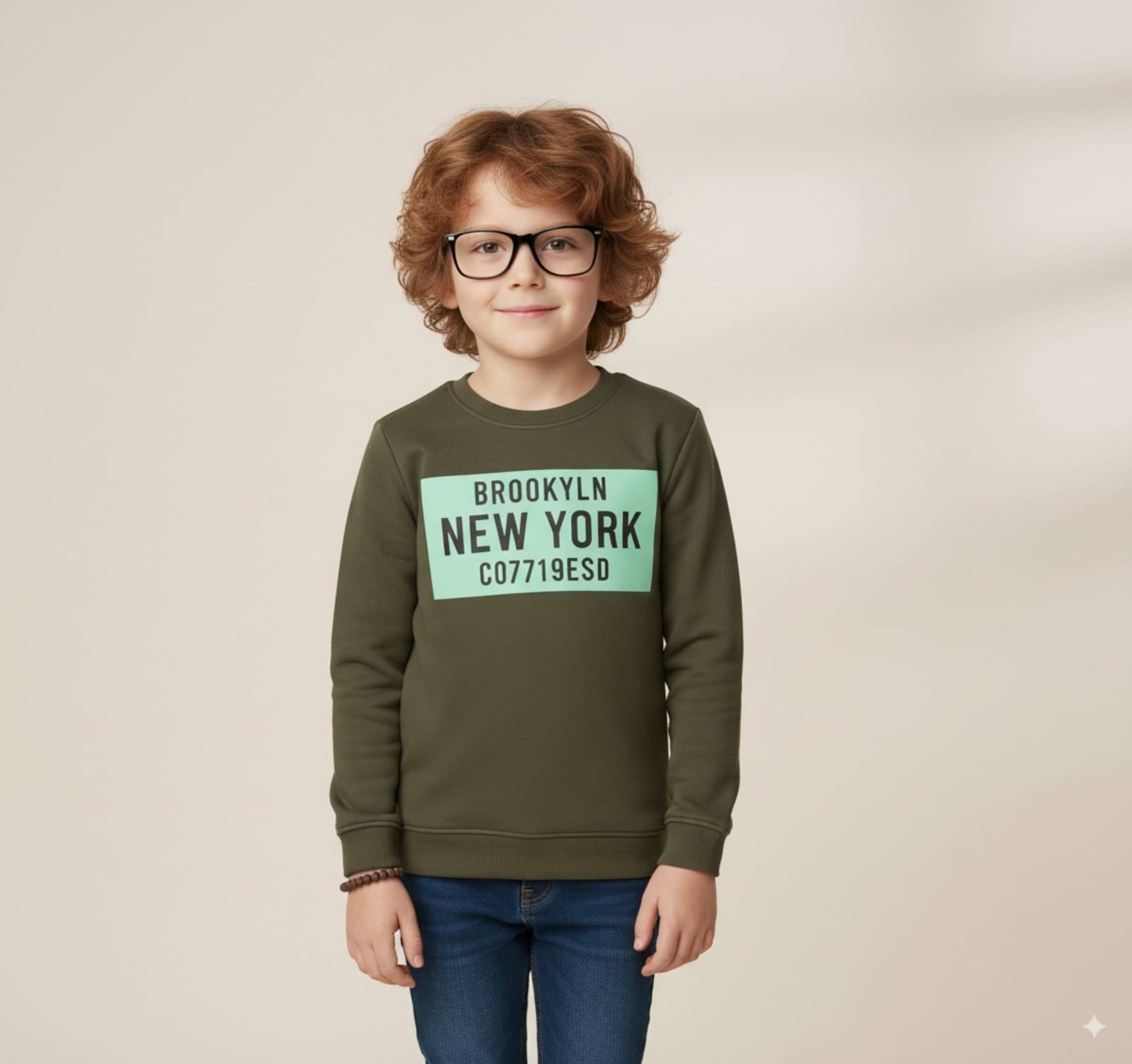     			COLOR HUNT Pack of 1 Boys Cotton Sweatshirt ( Olive )