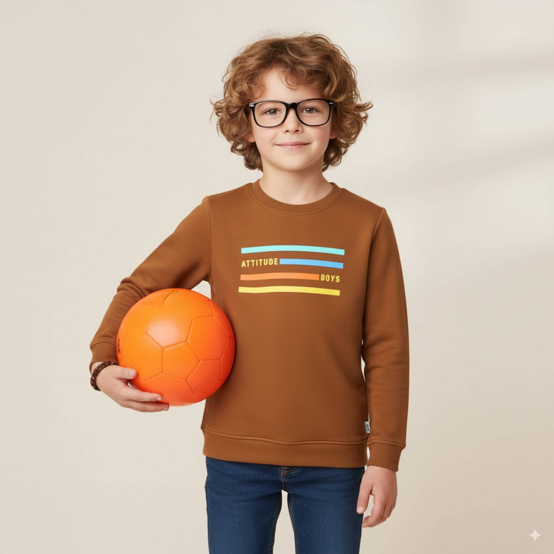     			COLOR HUNT Pack of 1 Boys Cotton Sweatshirt ( Brown )