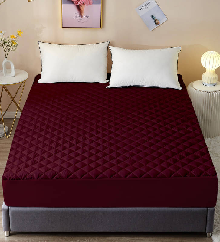 Dream Care Maroon Quilted Mattress Cover Dream Care Maroon Quilted Mattress Cover
