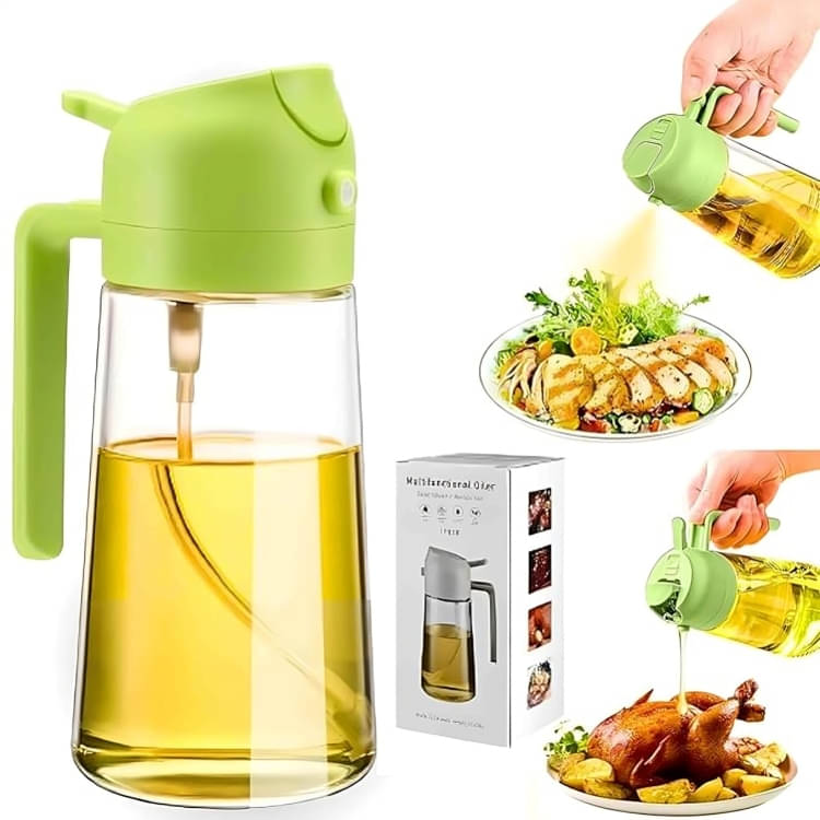     			Dust N Shine Glass Oil Sprayer and Dispenser Bottle, 500ml Capacity, 2-in-1 Design (pack of 1)