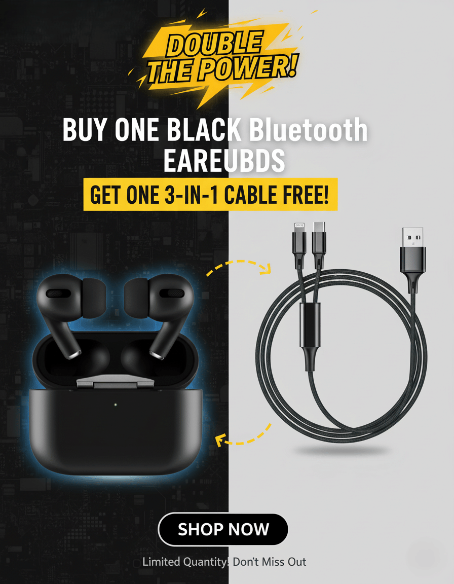     			Earpods True Wireless Bluetooth,  Sweat Proof + 3 in 1 cable free