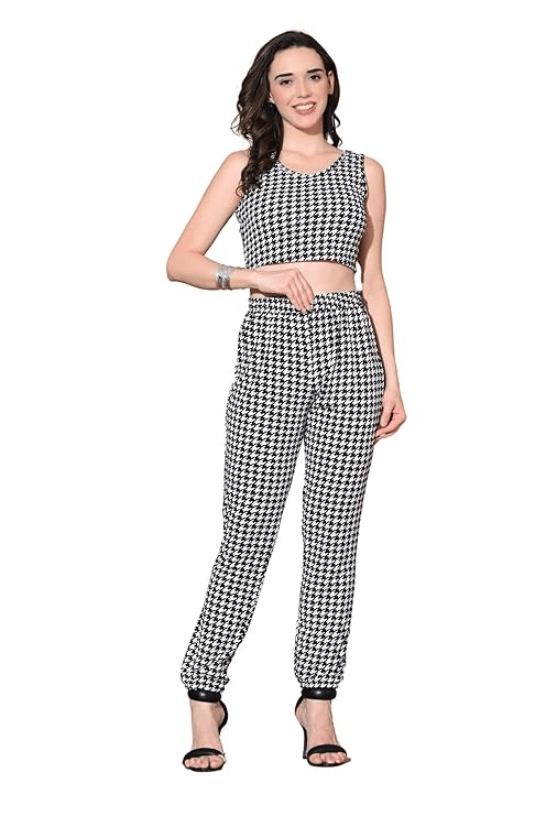     			Euphoria Wardrobe Women Top With Joggers Co-Ord Set ( White )