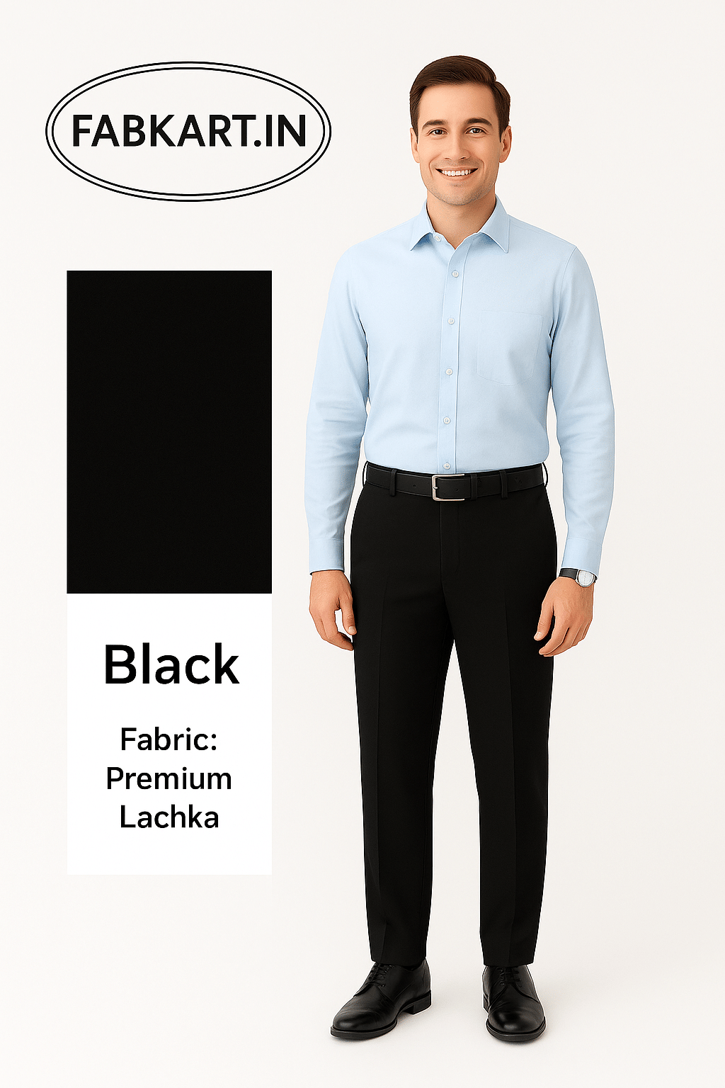     			Fabkart Black Polyester Men's Unstitched Pant Piece ( Pack of 1 )