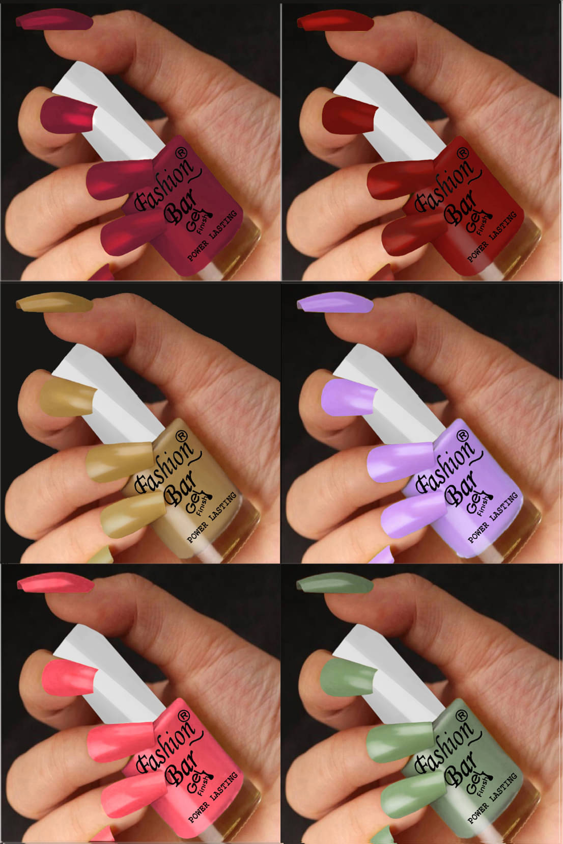     			Fashion Bar Multi Nail Polish 36 ( Pack of 6 )