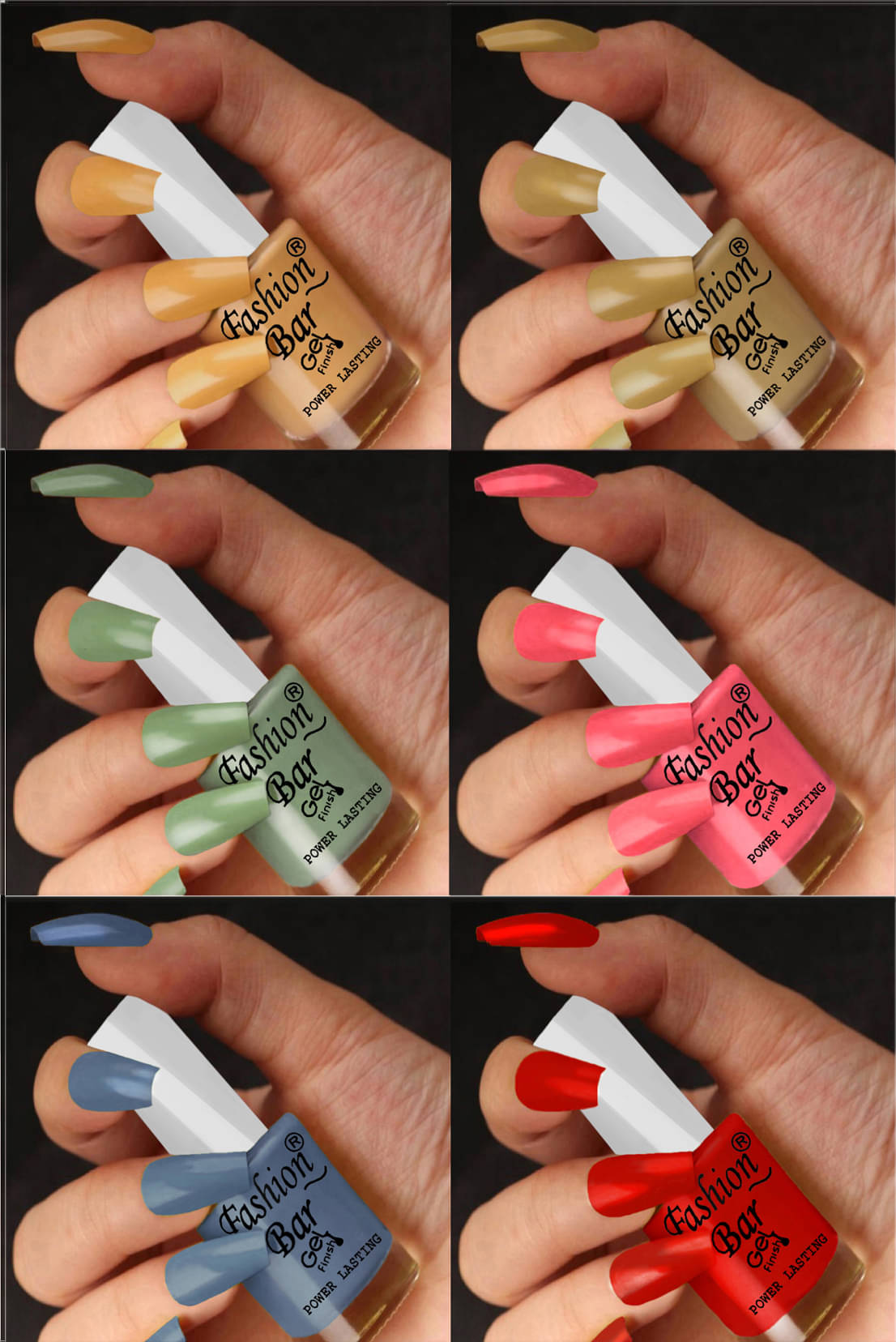     			Fashion Bar Multi Nail Polish 36 ( Pack of 6 )