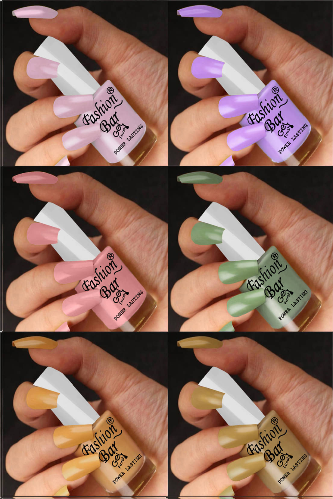     			Fashion Bar Multi Nail Polish 36 ( Pack of 6 )