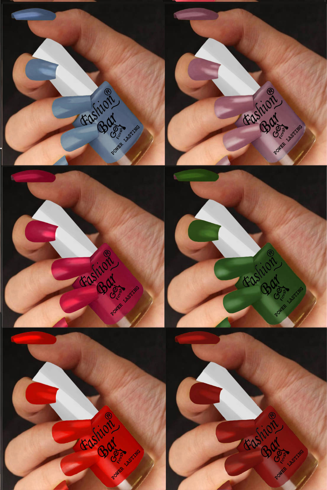     			Fashion Bar Multi Nail Polish 36 ( Pack of 6 )