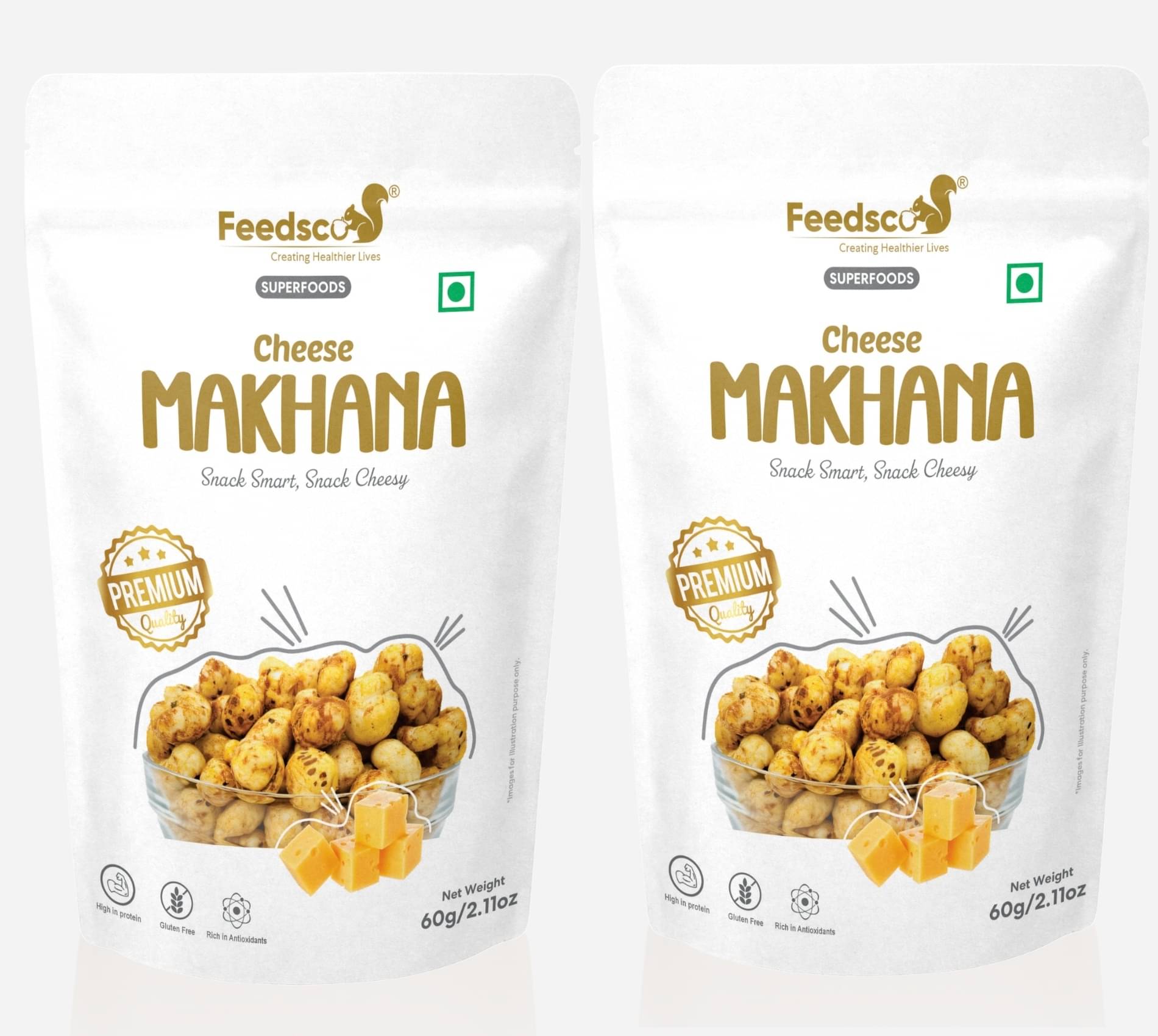     			Feedsco Lotus Seeds Pop /Gorgon Nut Puffed Kernel (Makhana) 120 g Pack of 2