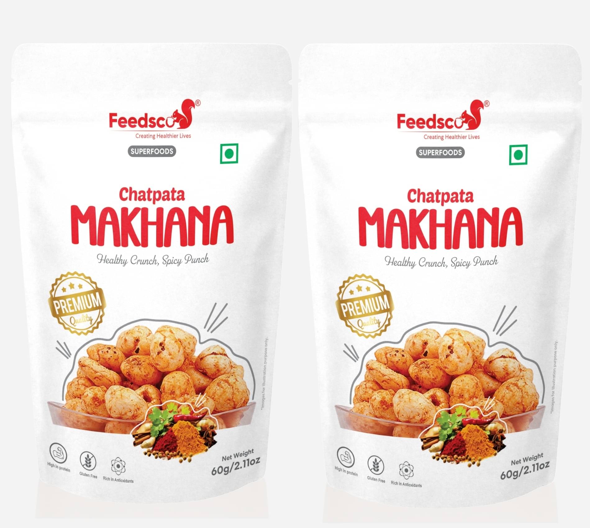 Feedsco Lotus Seeds Pop /Gorgon Nut Puffed Kernel (Makhana) 120 g Pack of 2     			Feedsco Lotus Seeds Pop /Gorgon Nut Puffed Kernel (Makhana) 120 g Pack of 2