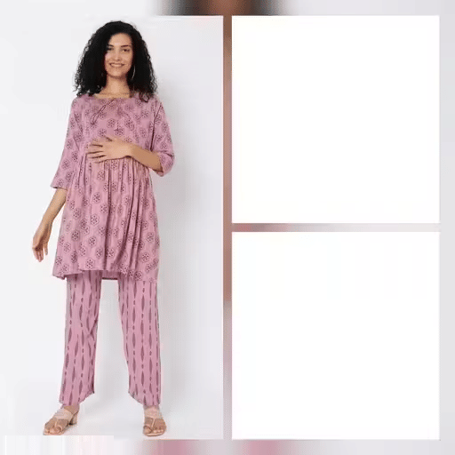 GENERIC SAURABH ENTERPRISES Rayon Printed Women Maternity Kurti with Pyjama ( Pink )     			GENERIC SAURABH ENTERPRISES Rayon Printed Women Maternity Kurti with Pyjama ( Pink )