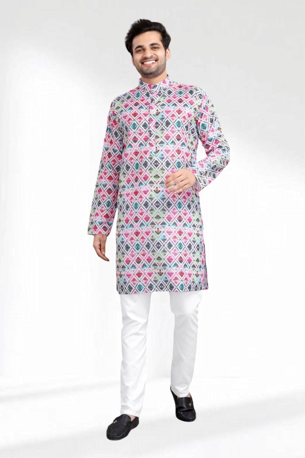    			GROWWAX Multicolor 3 Cotton Blend Regular Fit Men's Kurta Pyjama Set ( Pack of 1 )