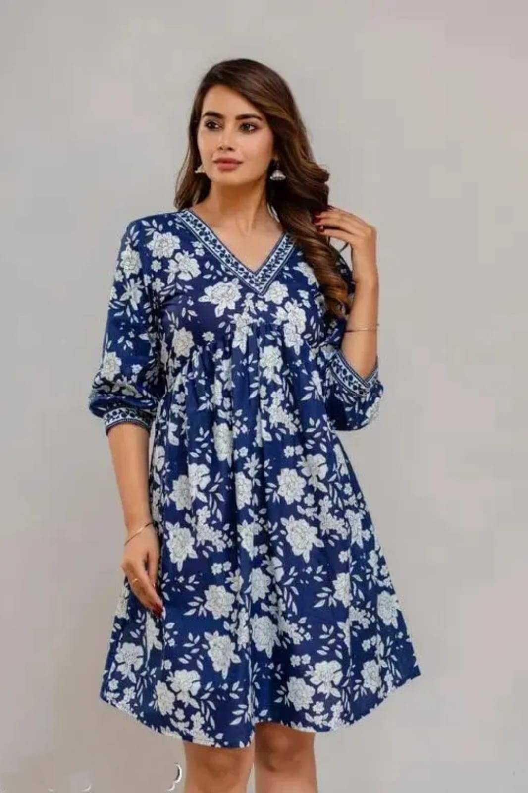     			GURUJI Fashion Women Rayon A-line Dress ( Blue )
